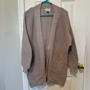 Universal Thread Taupe Open-Front Knit Cardigan